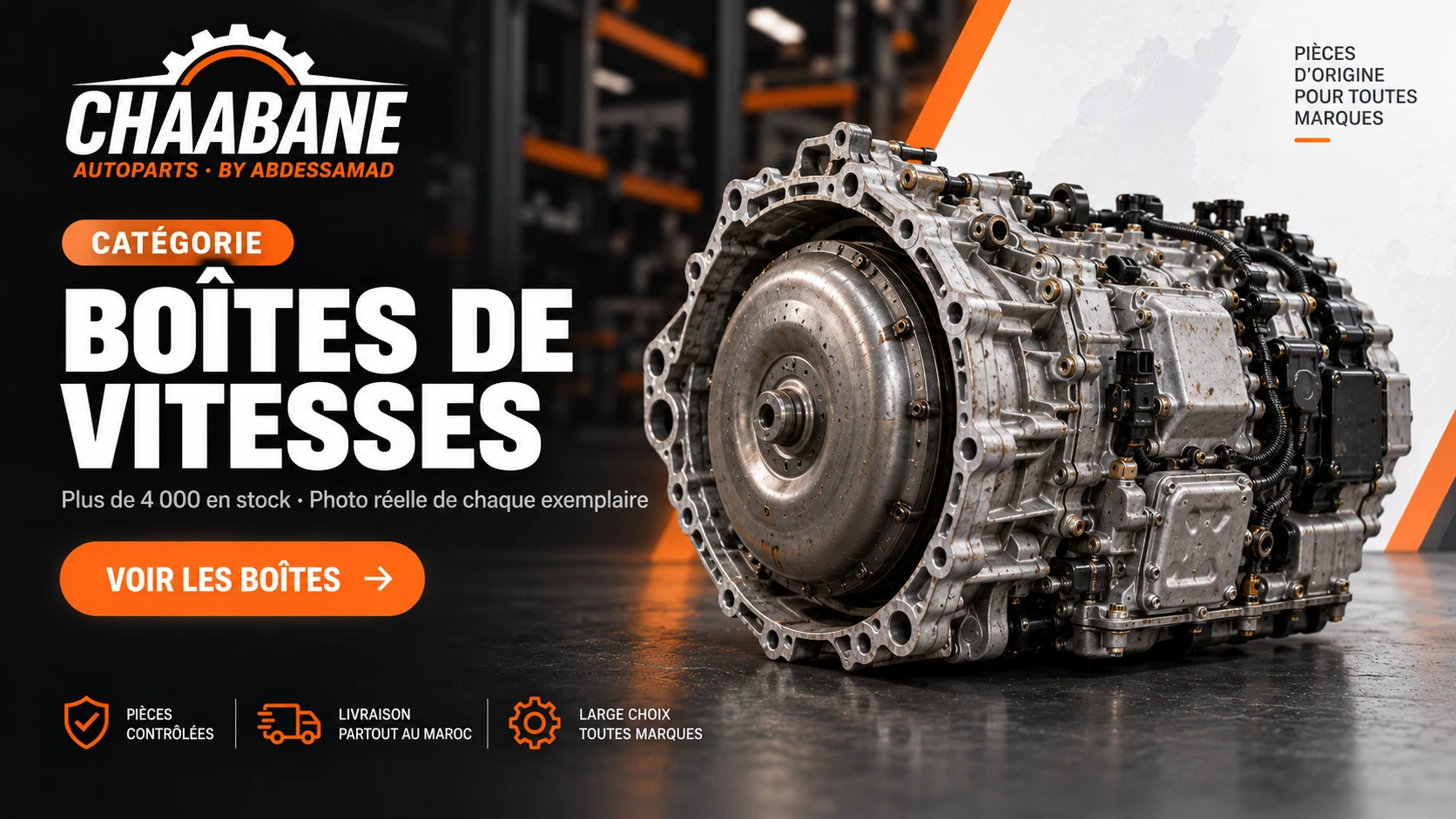 Boîte de vitesses automatique d'occasion d'origine : plus de 4 000 boîtes en stock chez Chaabane Autoparts, casse auto à Casablanca